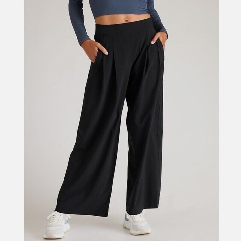 Athleta Wide Leg Brooklyn Heights Pant, Black, Size 12